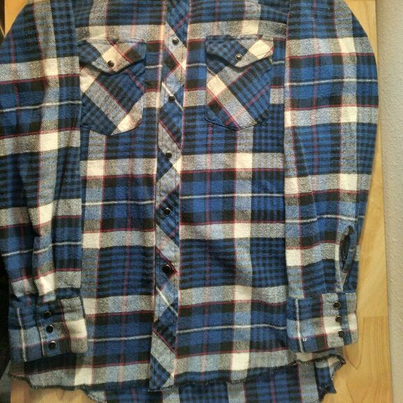 Vintage Wrangler Western Pearl Snap Flannel Button Down Shirt - Picture 3 of 6